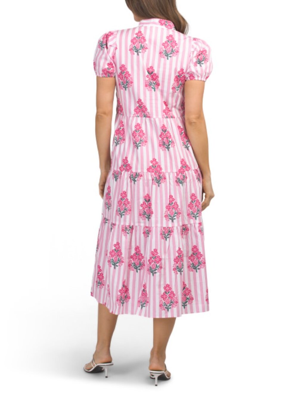 SAIL TO SABLE Button Up Striped Shirt Dress With Floral Block Print Details - Picture 2 of 5